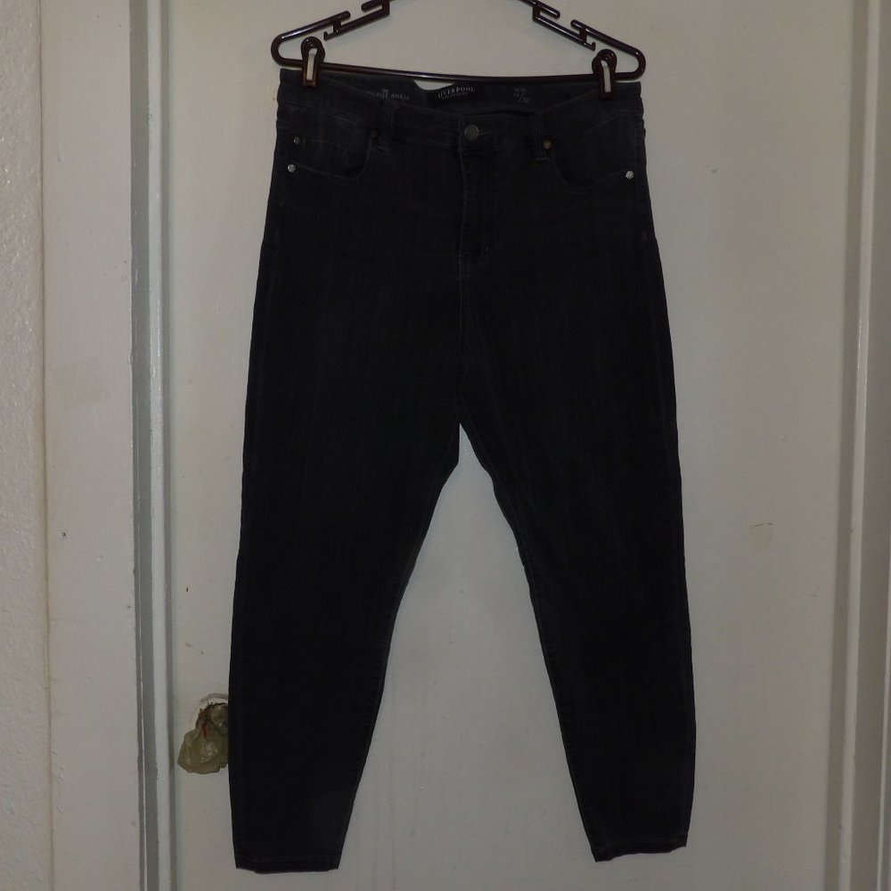 Liverpool High Rise Ankle Skinny Gray/Black Wash Skinny Stretch Jeans Sz 14/32